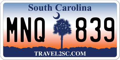 SC license plate MNQ839