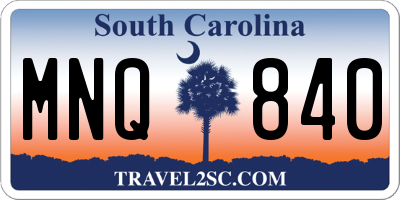 SC license plate MNQ840