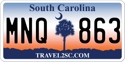 SC license plate MNQ863