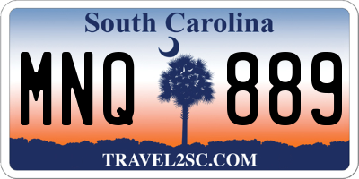 SC license plate MNQ889