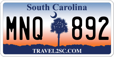 SC license plate MNQ892