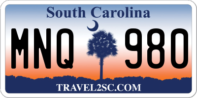 SC license plate MNQ980