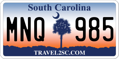 SC license plate MNQ985
