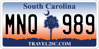 SC license plate MNQ989