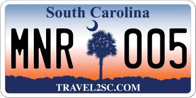 SC license plate MNR005