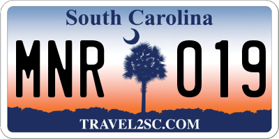 SC license plate MNR019