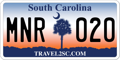 SC license plate MNR020