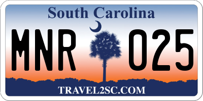 SC license plate MNR025
