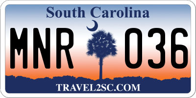 SC license plate MNR036
