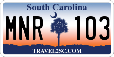 SC license plate MNR103