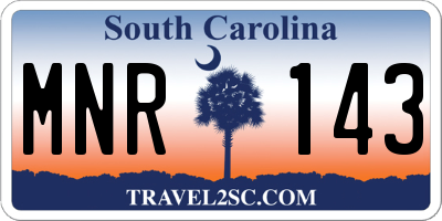 SC license plate MNR143