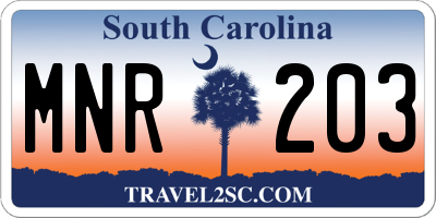SC license plate MNR203
