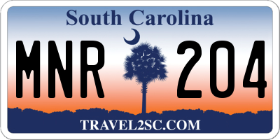 SC license plate MNR204