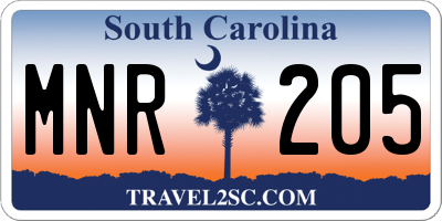 SC license plate MNR205