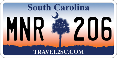 SC license plate MNR206