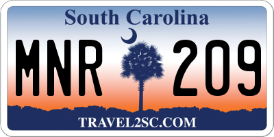 SC license plate MNR209
