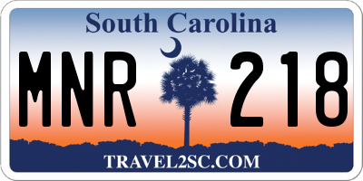 SC license plate MNR218