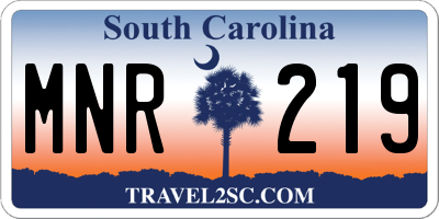 SC license plate MNR219