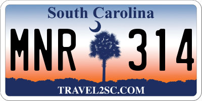 SC license plate MNR314