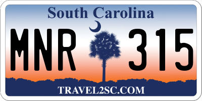 SC license plate MNR315