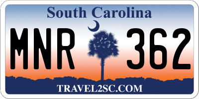 SC license plate MNR362