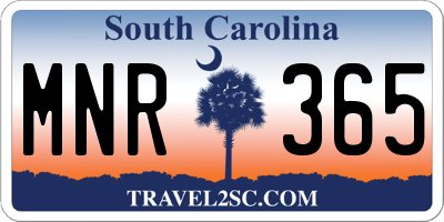 SC license plate MNR365