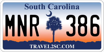 SC license plate MNR386