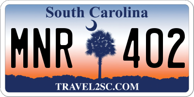 SC license plate MNR402