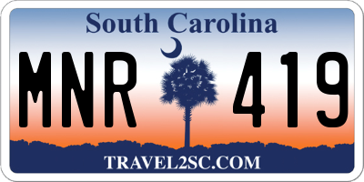 SC license plate MNR419