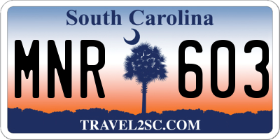 SC license plate MNR603