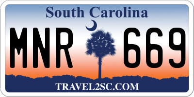 SC license plate MNR669