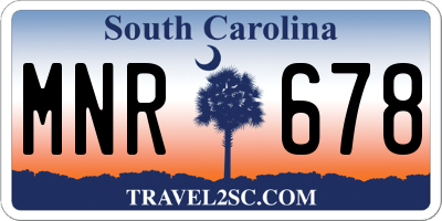 SC license plate MNR678