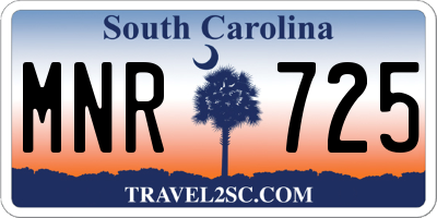 SC license plate MNR725