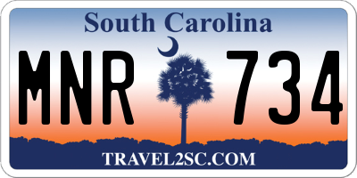 SC license plate MNR734