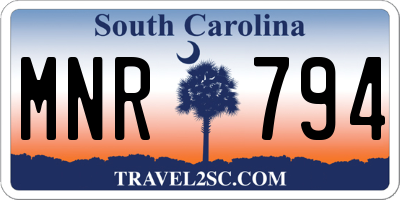 SC license plate MNR794