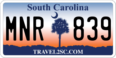 SC license plate MNR839