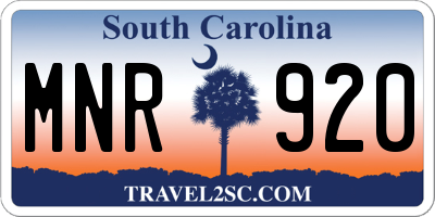 SC license plate MNR920