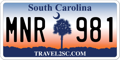 SC license plate MNR981
