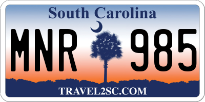 SC license plate MNR985
