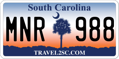 SC license plate MNR988