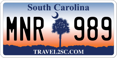 SC license plate MNR989
