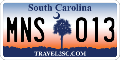 SC license plate MNS013