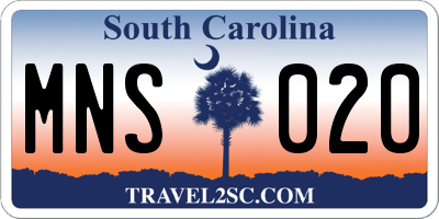SC license plate MNS020