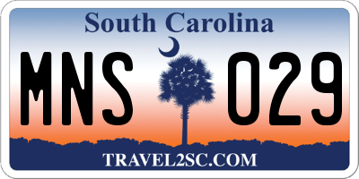SC license plate MNS029