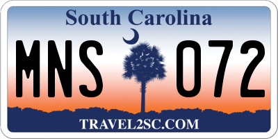 SC license plate MNS072