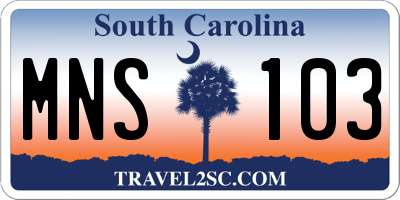 SC license plate MNS103