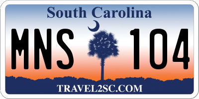 SC license plate MNS104
