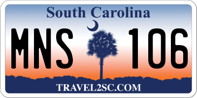SC license plate MNS106