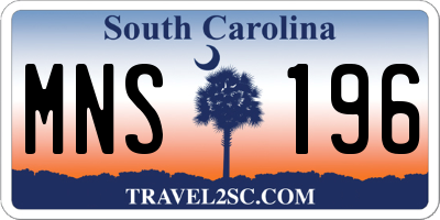 SC license plate MNS196