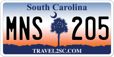 SC license plate MNS205